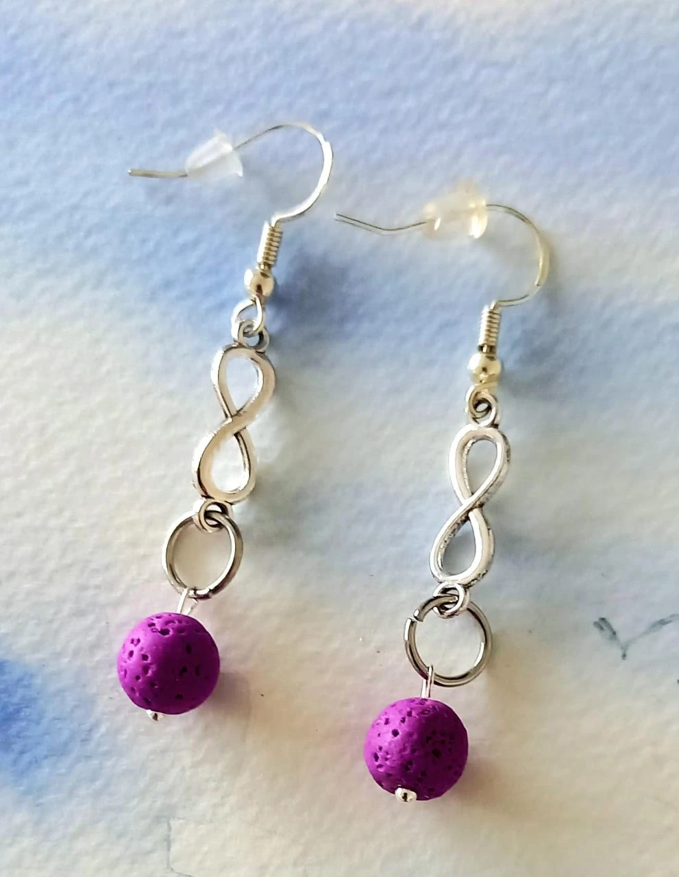 Boucles oreilles Grèce sur breloque infini lave violette neuves cr argent